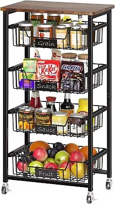 Kitchen Storage Cart With Wheels 5-Tier Metal Utility Rolling Cart • $49.81