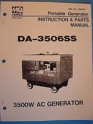 MQ  Power Portable Generator DA-3506SS Instruction&PartsManual 3500W AC Generato • $22.99