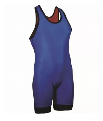 Size Med Matman Reversible Wrestling Singlet Men's Boys Hi-Cut Royal Blue Red • $20