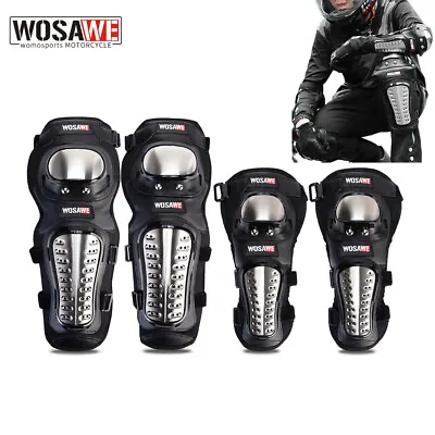 WOSAWE Armored Stainless Steel Knee Elbow Set Motorcycle Racing Impact Guards • $24.40