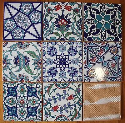 (20*20cm) Turkish Iznik Ceramic Tiles - Bathroom Splash Back Kitchen - Various • $8.25