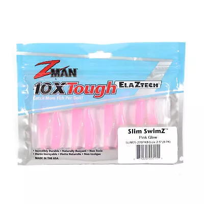 Zman Soft Lure Slim SwimZ 2.5 Inch 8/Pack Pink Glow (5155) • $20.90