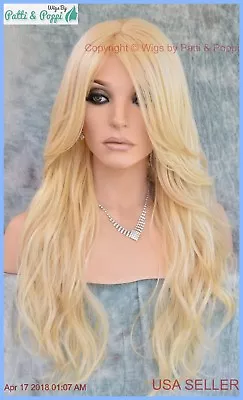 Long Slightly Wavy Wig Heat Safe Skin Top Color 613 Gorgeous Striking Style 1284 • $59.99