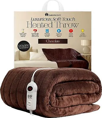 Homefront Heated Throw Electric Over Bed Blanket Luxurious Soft Fleece Washable • £59.99