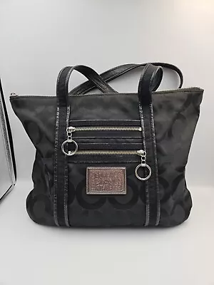 Womens Coach Poppy Signature C Monogram Black Shoulder Bag Purse 13826 • $28.88