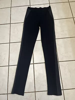 TWENTY MONTREAL NWT! Black Ponte Knit Pull On Stretch Pants W/ Gray Stripe XS • $34.99