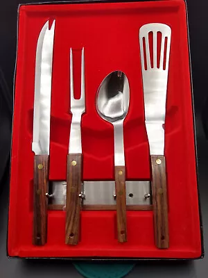 VTG NEW Vernco Japan Wood Handled & Meat Knife & Fork & Serving Set W/wall Rack • $24.99