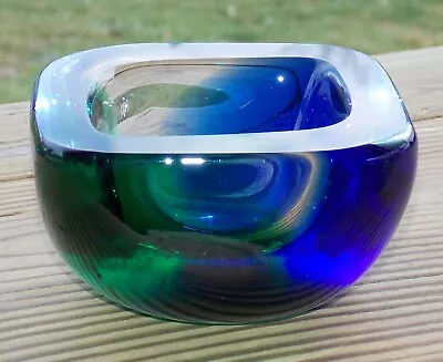 Sommerso Geode Bowl ART GLASS MURANO Green & Blue Seguso Style Dish  • $55