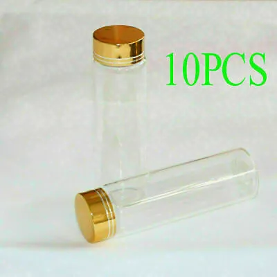 90ml *10pcs 37x120 Tiny Small Empty Clear  Bottles Glass Vials With Screw Cap • $35.95