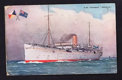 C1912-14 Col Pc P&o Troopship Hm Transport 'soudan' • £1.50