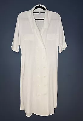 Mango White Linen Double Breasted Suit Blazer Dress Size XS • £10