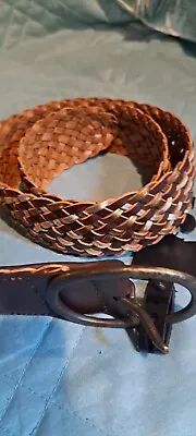 Ladies Belt Metallic Med Copper Gold Braided Leather  • $13.99