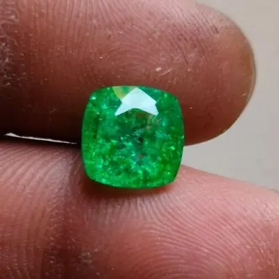 Green Emerald Colombian 5.90 Ct. Unheated Square Cushion  Loose Gemstone • £38.68