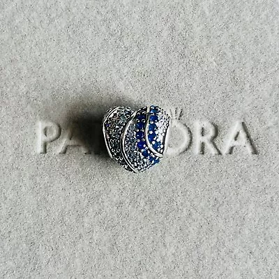 Pandora S925 ALE - Blue Crystal Pave Heart Moments Charm • £14.50