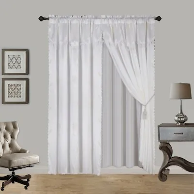 Floral Pattern Luxury European Vintage Window Curtain Set W Stached Valance NADA • $17.50