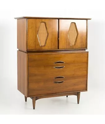 Kent Coffey Greenbrier Mid Century Walnut 5 Drawer Highboy Dresser • $2147