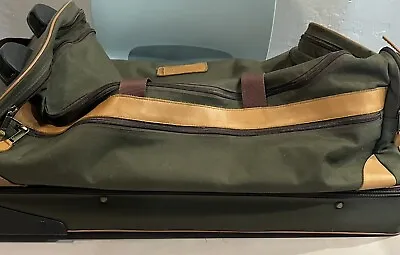 $89.95 • Buy LL BEAN Vintage Canvas Nylon Leather Rolling Duffle Bag Large Green Brown