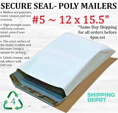 1-4000 12x15.5 White Poly Mailers Bag Self Seal Shipping 12  X 15.5  2 MIL • $274.29