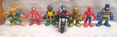 Imaginext Tmnt Half Shell Heroes Dc Action Figure Bundle Spiderman Iron Man Bat • £0.99