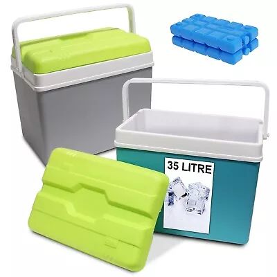 Large Coolbox 35L Cooler Ice Box Camping Festival Beach Picnic Insulated Drinks • £5.49