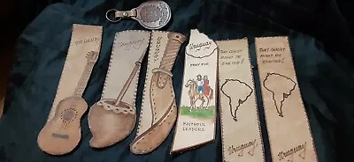 Handmade Leather Bookmarker Key Chain Lot Christian Pray  Uruguay Missions Knife • $16.99