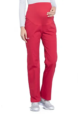 Cherokee Workwear Scrubs Maternity Straight Leg Scrubs Pant WW220 RED Red • $33.98