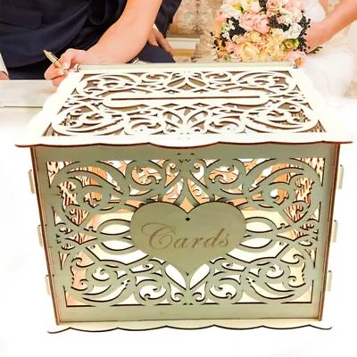 Wooden Wedding Gifts Card Boxes With Lock Envelope Sign Cards Wood Box AU • $21.29