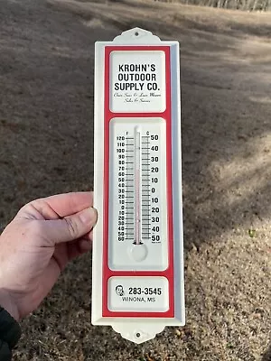 Scarce Nice Vintage Krohn's Outdoor Winona Mississippi Metal Thermometer Sign • $69.99