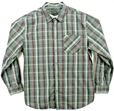 Vurt Men's Shirt XXL Long Sleeve Button Up Gray/White/Red Striped • $21.70