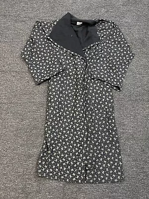 LA PERLA Italian Terry Cloth Robe Black Floral  Size 44 • $40