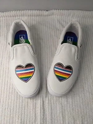 Women's Vans Asher Shoes Size 6 White Slip-on Glitter Heart  • $19.99