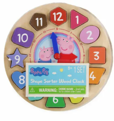 £13.84 • Buy 12pc Peppa Pig Shape Sorter Clock Puzzle - Learn Time, Colors & Shapes NWT 
