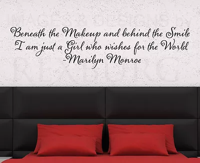 Wall Decal Sticker Quote Vinyl Lettering Beneath The Makeup Marilyn Monroe J63 • $10.77