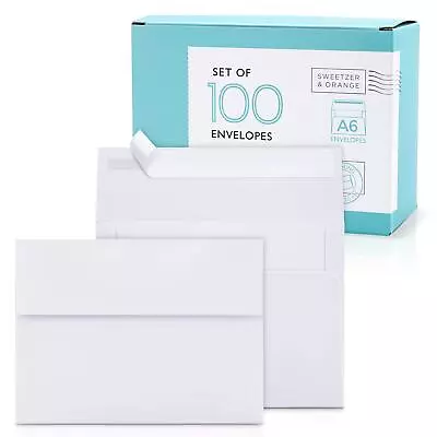 A6 Envelopes For 4x6 Cards. (100 With Box). White Envelopes Self Seal. Luxury... • $25.49