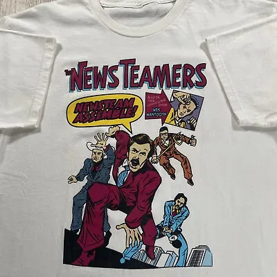 Anchorman T-Shirt Men Large Movie Promo Ron Burgundy Cartoon White • $31.50