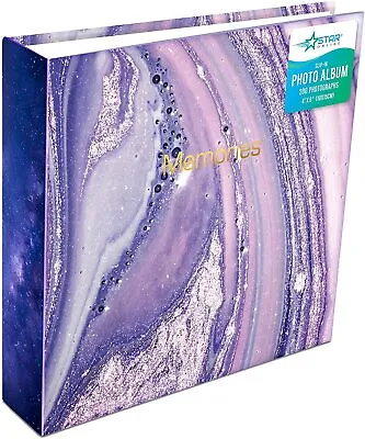 Slip In Photo Album Memo Area Holds 200 6'' X 4'' Photos (Purple Marble) • £8.99