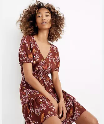 Madewell Ruffle J.Crew $138 Ruffle Wrap Dress In Crepe Butterfly Floral Size 4 • $34