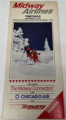 Midway Airlines Time November 21 - December 1 1986 Denver Vintage Timetable • $14.95