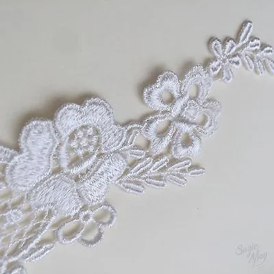 £2.35 • Buy Bridal Lace Applique Wedding Motif Foral White Embroidery Trimming Two Pack