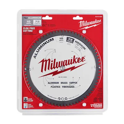 Milwaukee 10  Aluminum Metal Cutting Carbide Circular Saw Blade 72t 48-40-4360 • $43.99