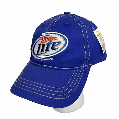 Miller Lite Beer Hat Blue Strap Back Cap Adult Adjustable OSFM Party Beach NEW • $8.39