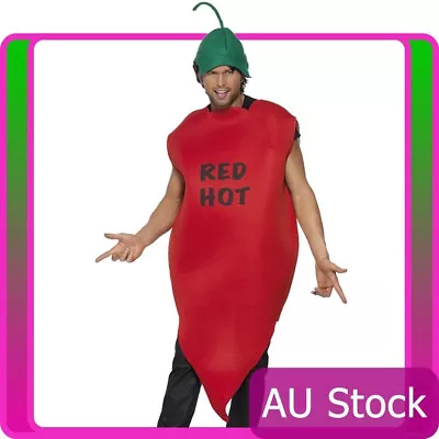 Adult Unisex Chilli Pepper Costume Smiffys Red Hot Vindaloo Mexican Fancy Dress • $33.73