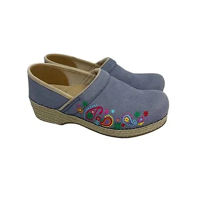 Dansko Vegan Floral Embroidered Jute Slip On Clogs 026720300 Womens 39 US 8.5-9 • $34.76