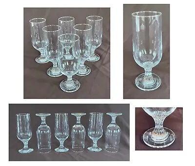 Vintage Glass Wine Goblets 12 Oz Clear Glass TWISTED STEM 6-Piece Set • $36.88