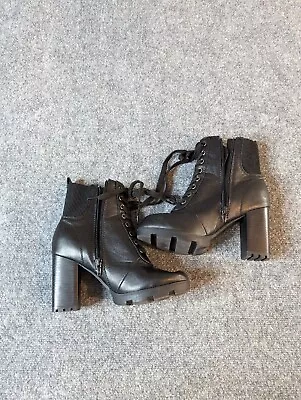 Bamboo Women's Black Lace Up Boots Size 7 • $9.94