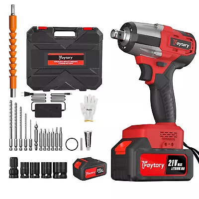 Cordless Impact Wrench Kit 21v 6Ah 1/2inch Brushless Driver High Torque Battery • $50.71