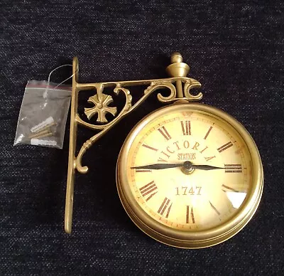 Victoria Station 1747 Hand Cast Solid Brass Wall Clock 360 Degree Swivel Vtg NOS • $49.99