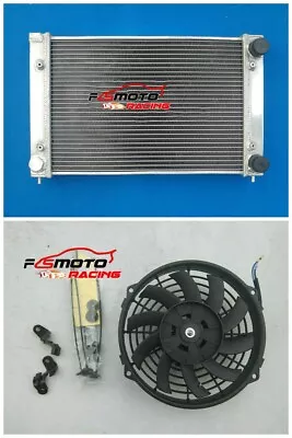 2 Rows Aluminum Radiator+Fan For 1982-1992 VW Golf Jetta Cabriolet MK2 MK II 16V • $159.60