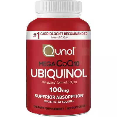 Qunol Mega Ubiquinol CoQ10 Softgels，Ultra Absorpt，Heart Health，Supplement，60CT • $22.97