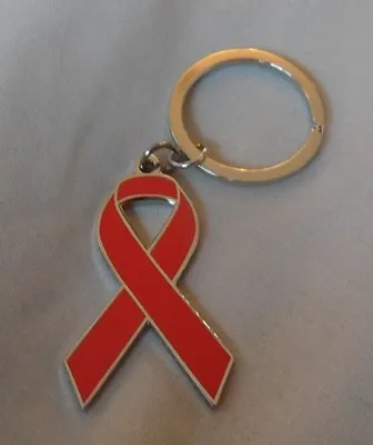 *NEW* Blood Cancer Awareness Red Ribbon Enamel Keyring. Charity Badge • £3.99